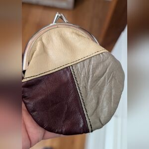 Two-Tone Vintage  Leather Coin Purse